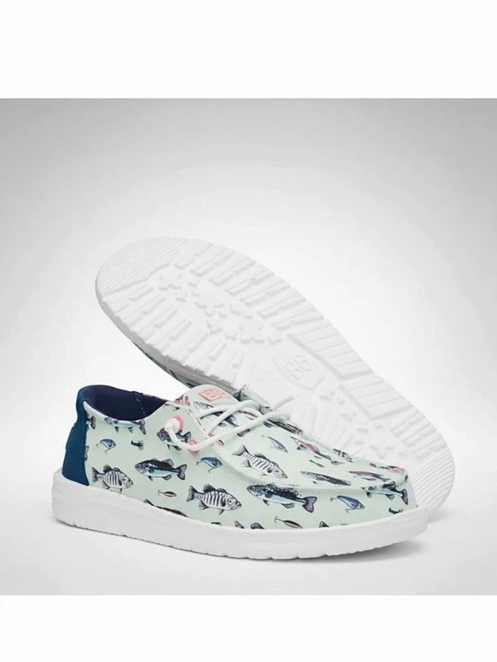 HEYDUDE Wendy Fish Lure Fish Print Sneakers US W6 (NEW IN BOX)